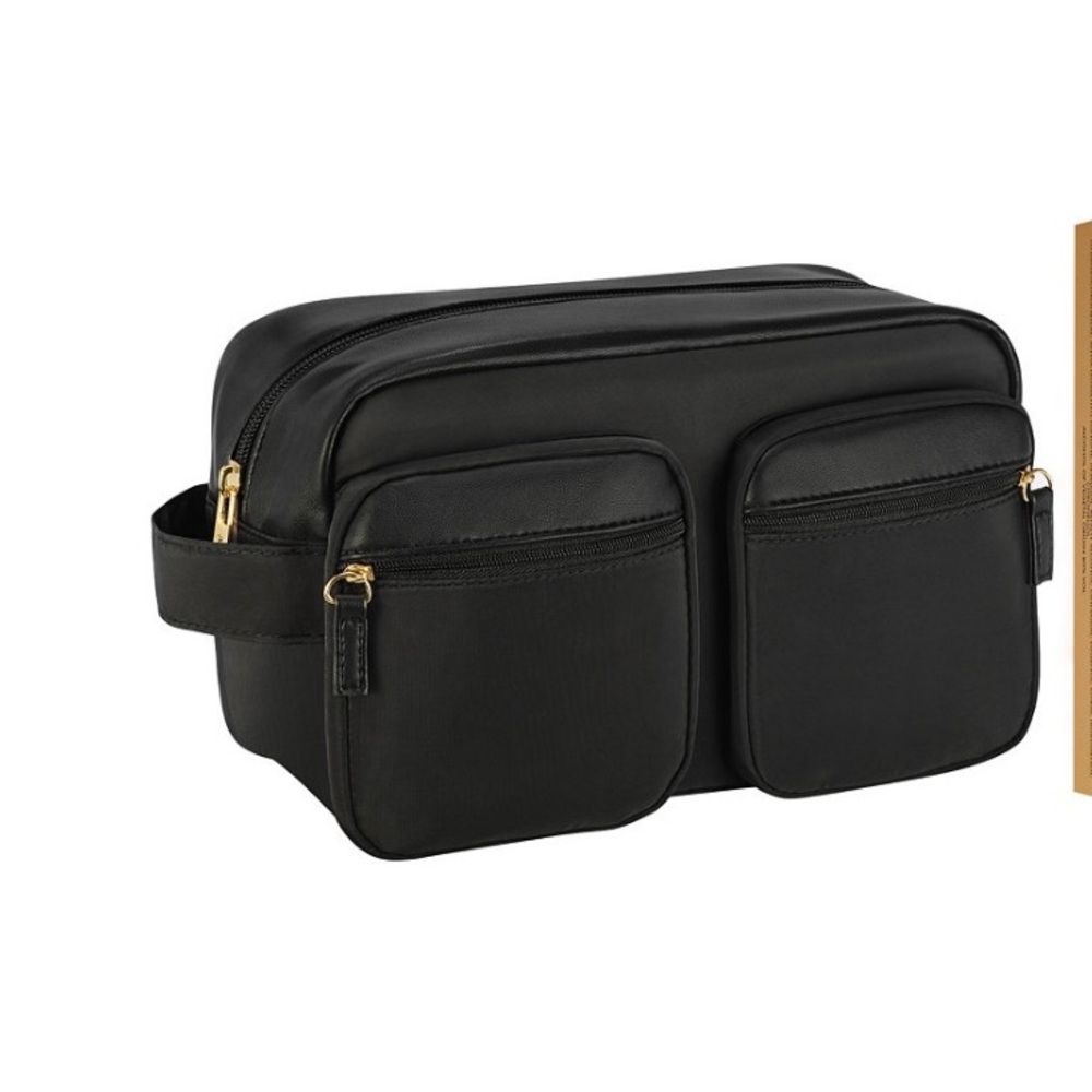 NWT {PACO RABANNE} 1 MILLION ELIXIR Black Nylon/Leather Pouch Cosmetic Case